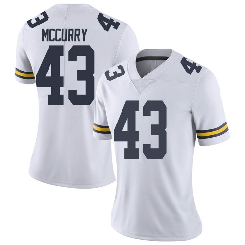 Jake McCurry Michigan Wolverines Women's NCAA #43 White Limited Brand Jordan College Stitched Football Jersey PAR2354SL